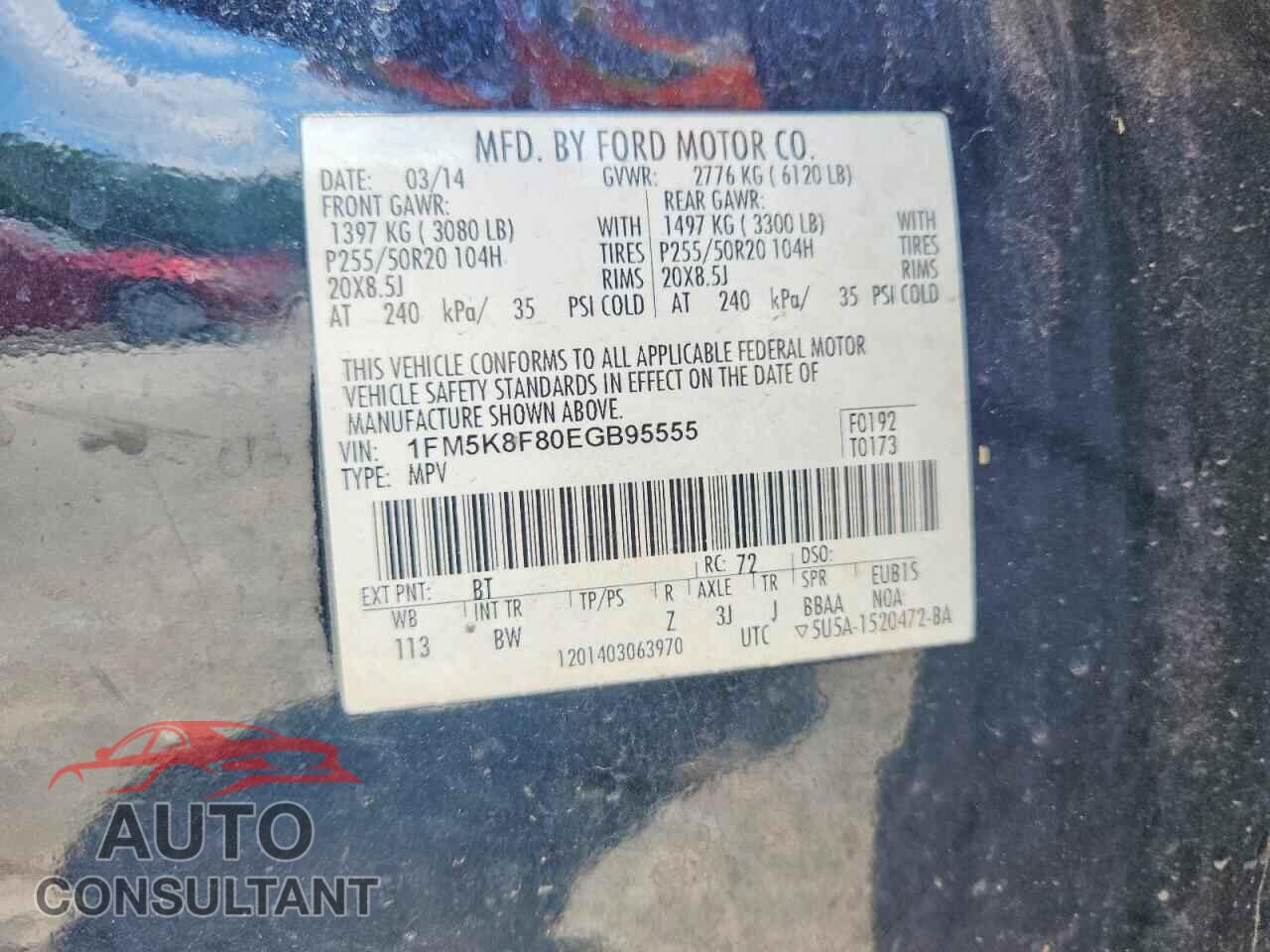 FORD EXPLORER 2014 - 1FM5K8F80EGB95555