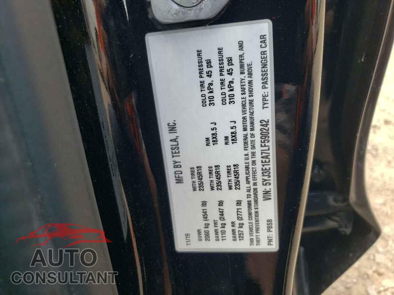 TESLA MODEL 3 2020 - 5YJ3E1EA7LF590242