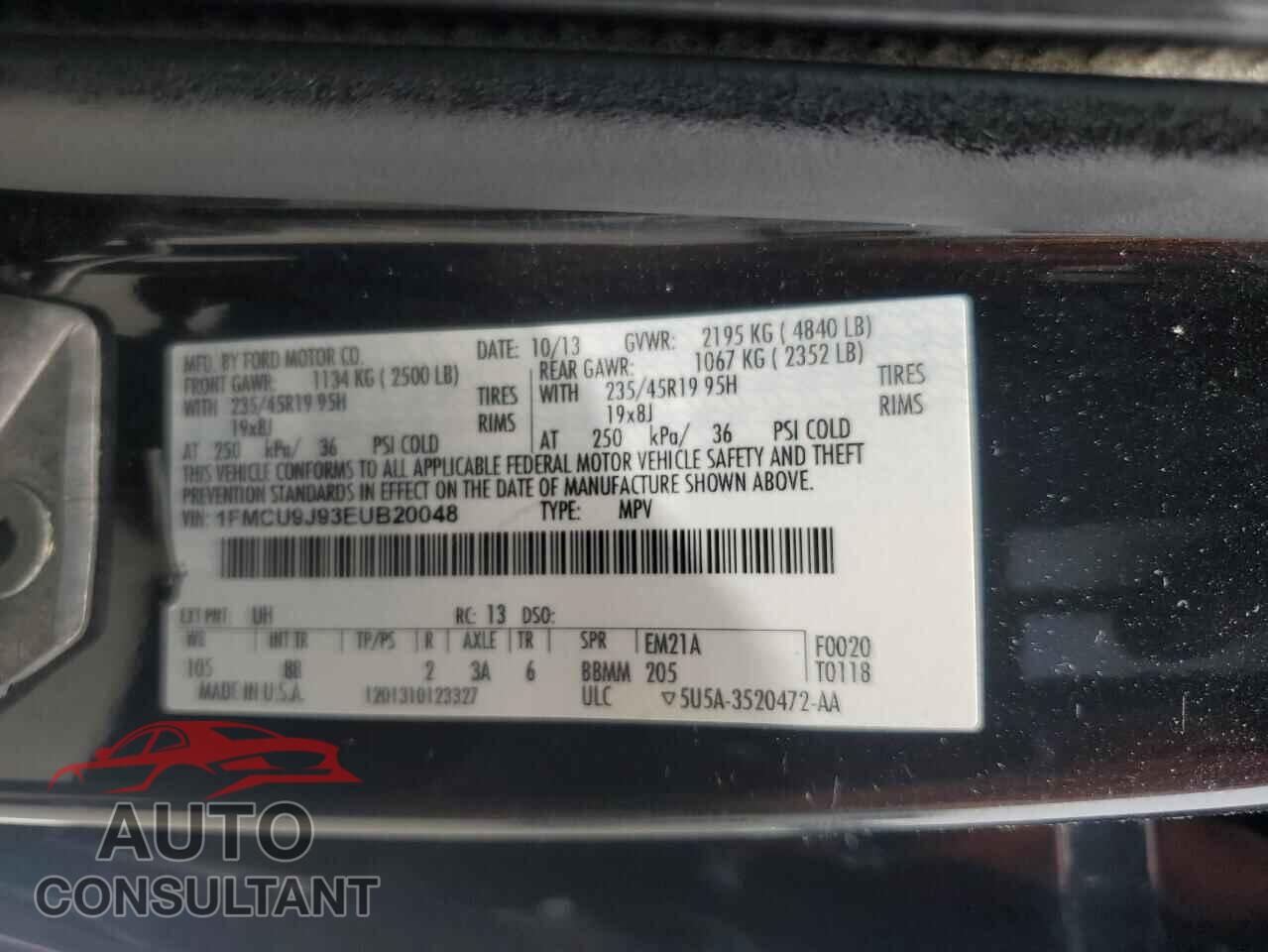 FORD ESCAPE 2014 - 1FMCU9J93EUB20048