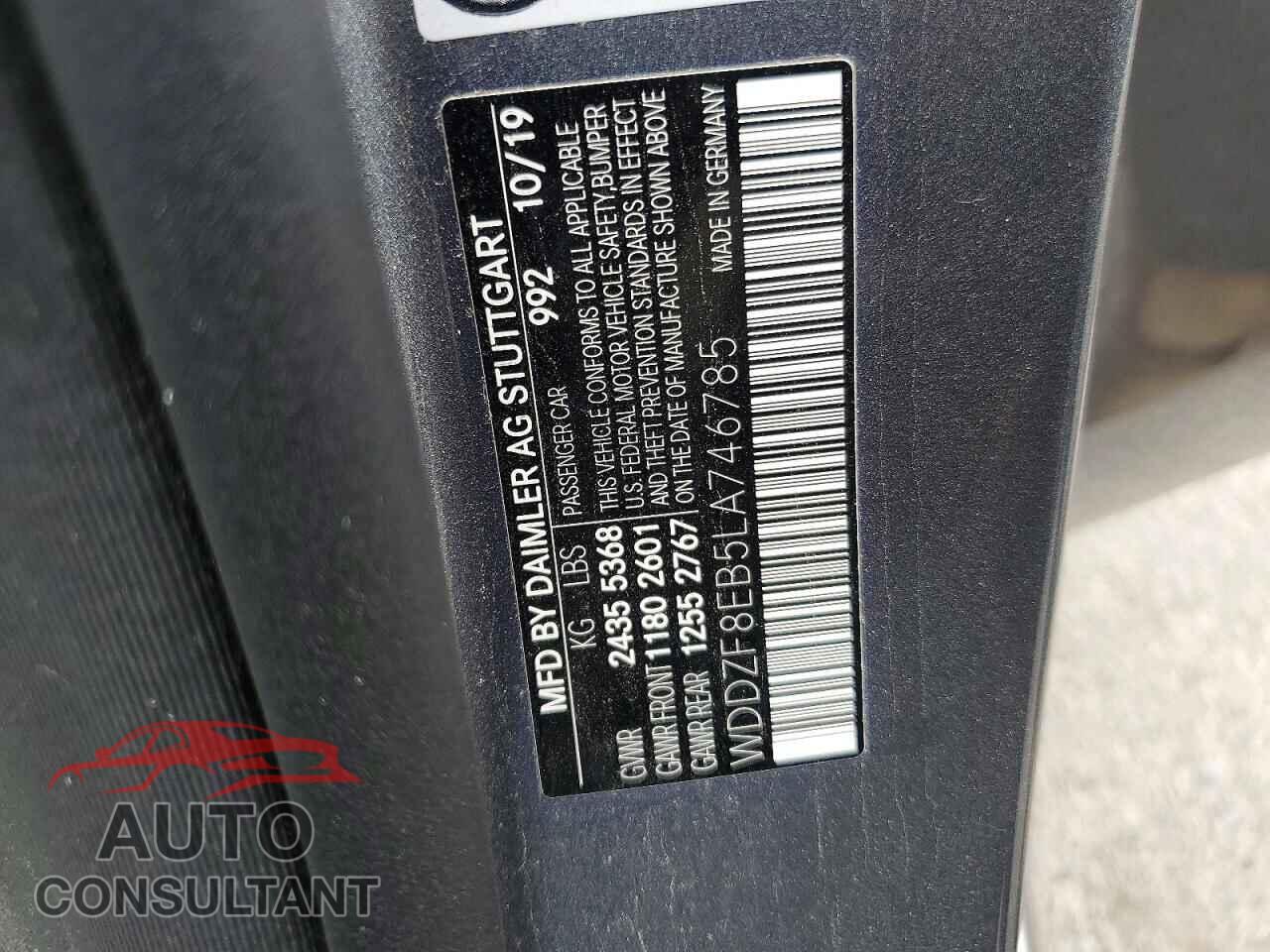 MERCEDES-BENZ E-CLASS 2020 - WDDZF8EB5LA746785