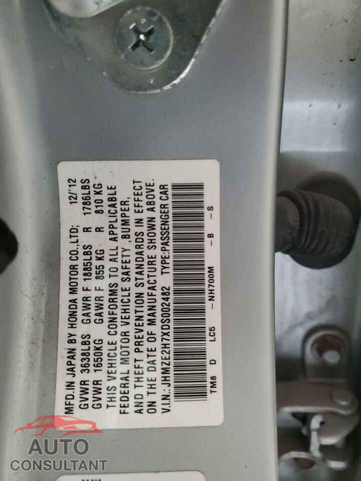 HONDA INSIGHT 2013 - JHMZE2H7XDS002482
