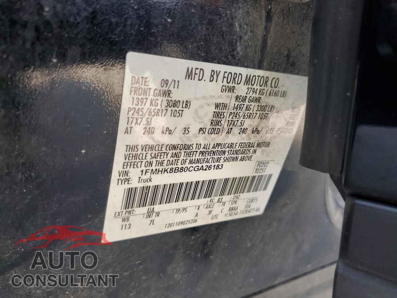 FORD EXPLORER 2012 - 1FMHK8B80CGA26183