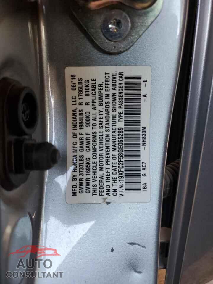 HONDA CIVIC 2016 - 19XFC2F58GE065289