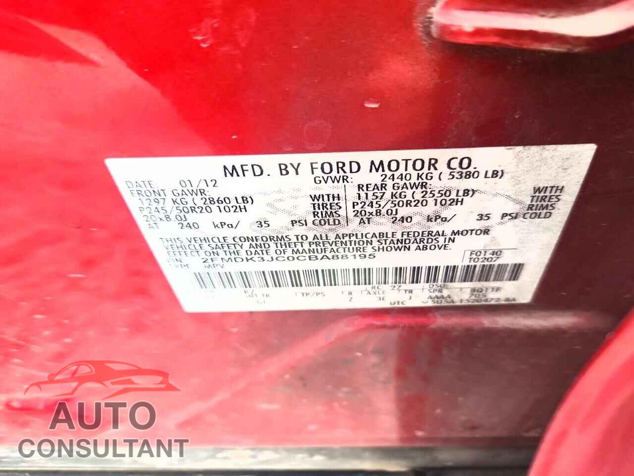 FORD EDGE 2012 - 2FMDK3JC0CBA88195