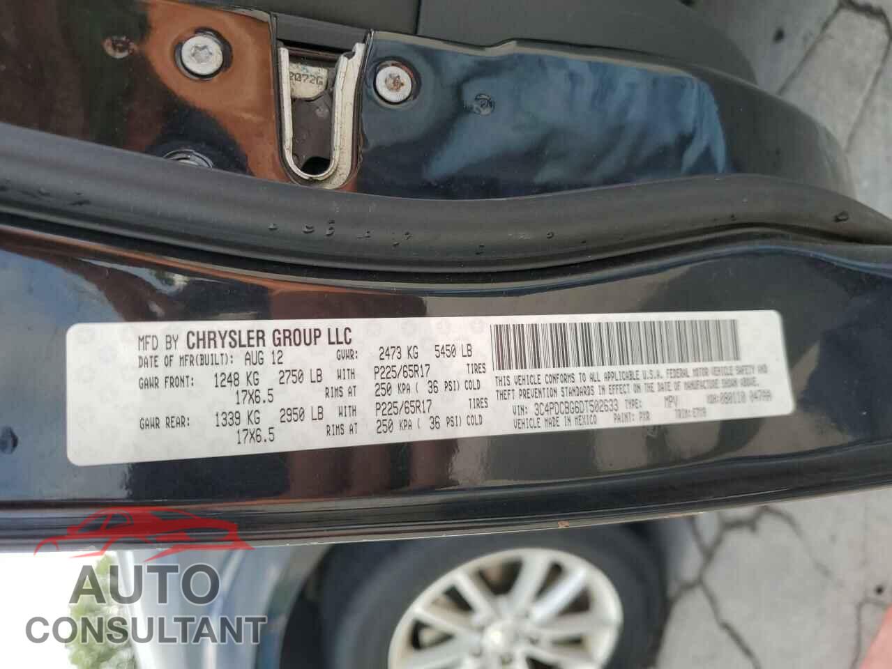 DODGE JOURNEY 2013 - 3C4PDCBG6DT502633