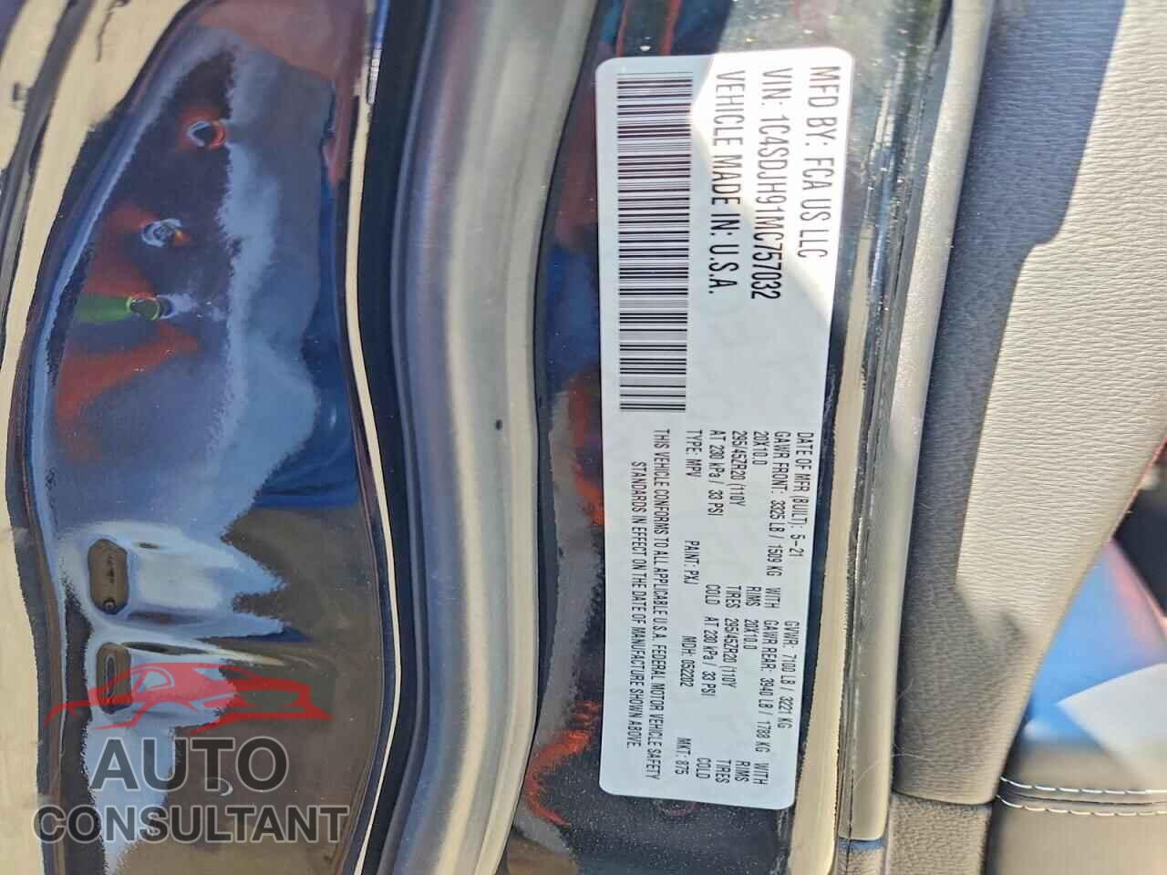 DODGE DURANGO 2021 - 1C4SDJH91MC757032