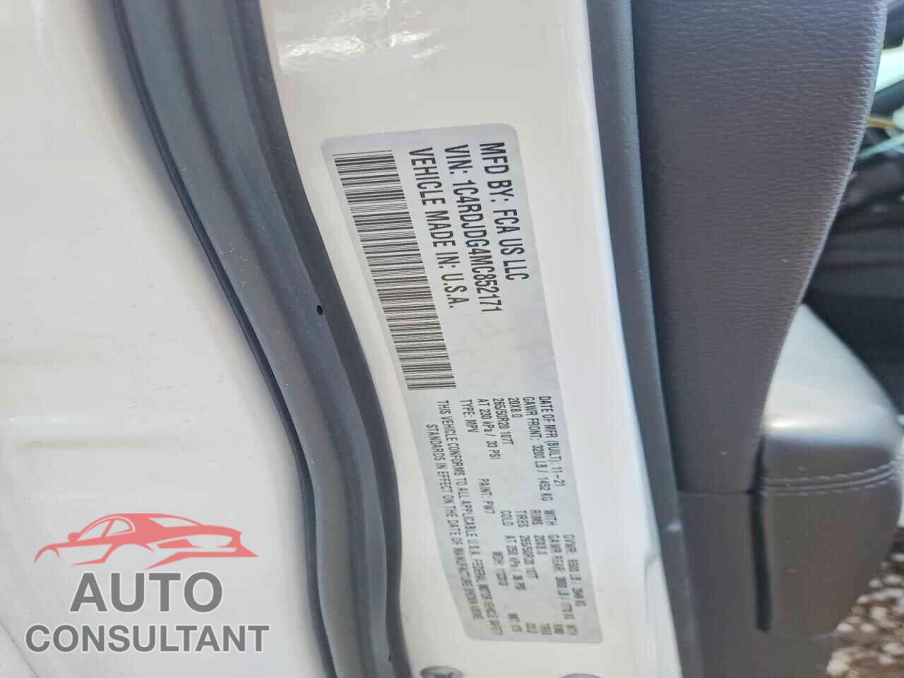 DODGE DURANGO 2021 - 1C4RDJDG4MC852171