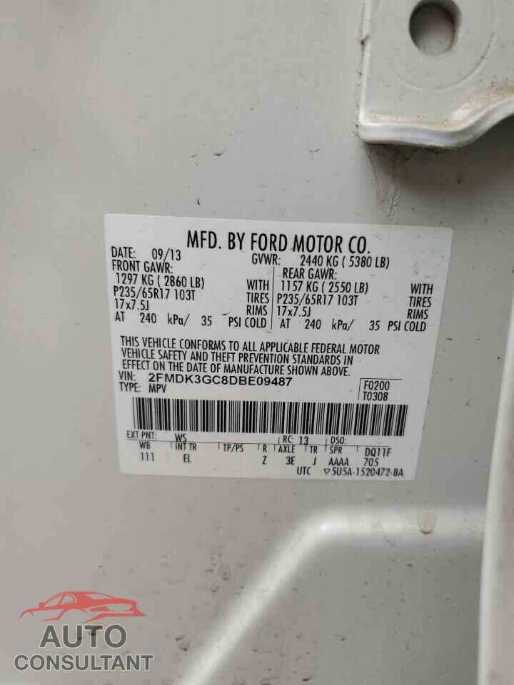 FORD EDGE 2013 - 2FMDK3GC8DBE09487