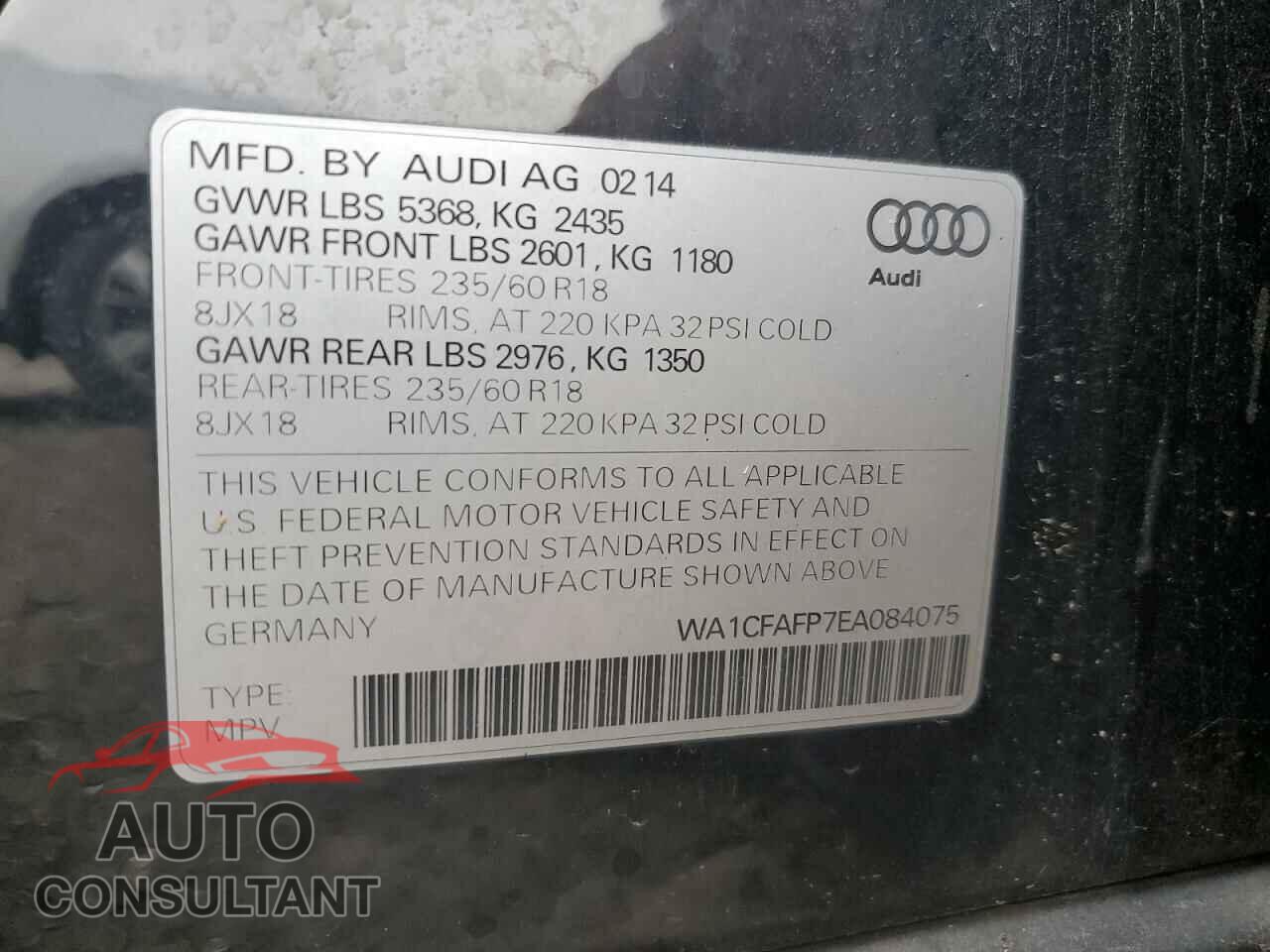 AUDI Q5 2014 - WA1CFAFP7EA084075