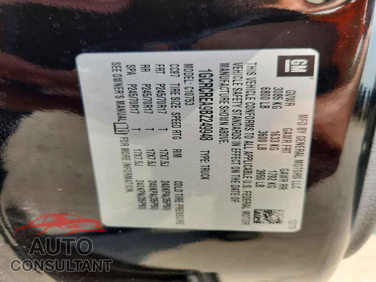CHEVROLET SILVERADO 2011 - 1GCRCREA9BZ249948
