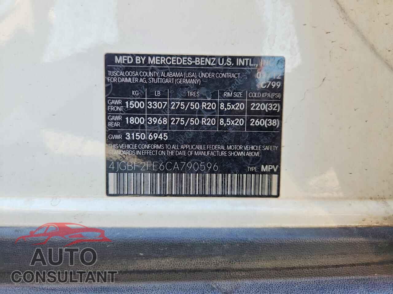 MERCEDES-BENZ GL-CLASS 2012 - 4JGBF2FE6CA790596