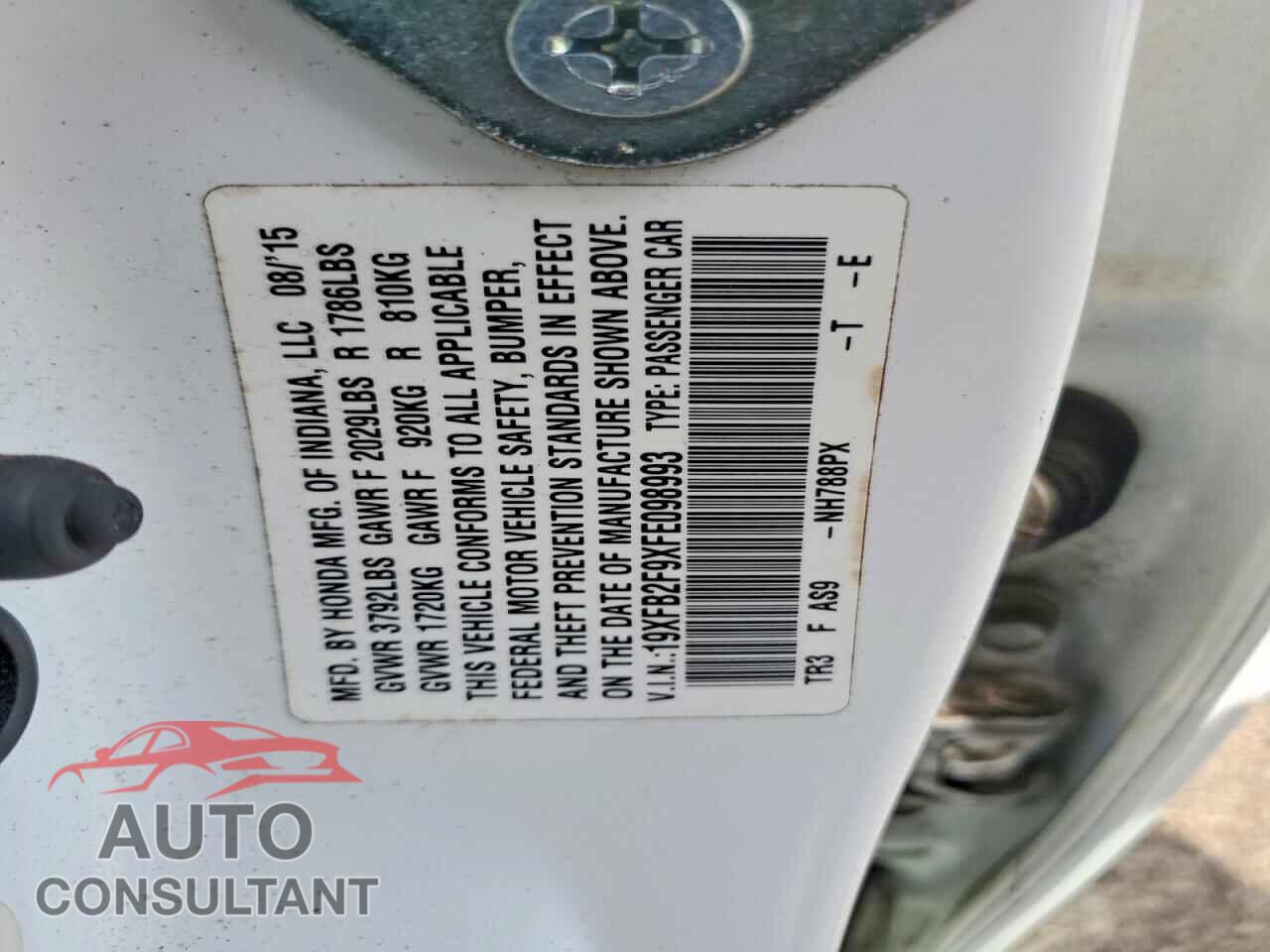 HONDA CIVIC 2015 - 19XFB2F9XFE098993