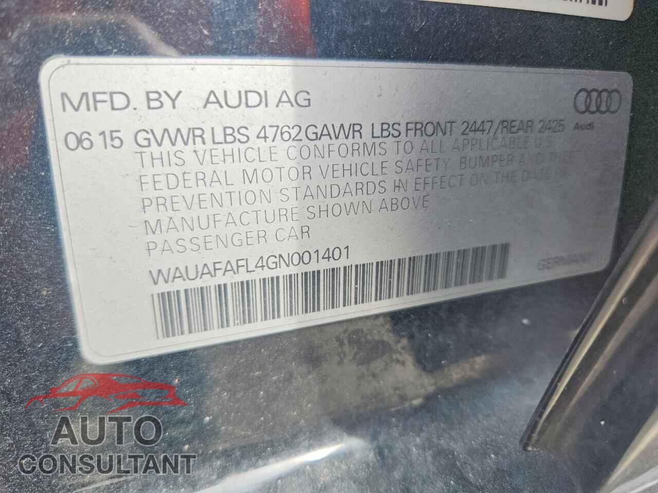 AUDI A4 2016 - WAUAFAFL4GN001401