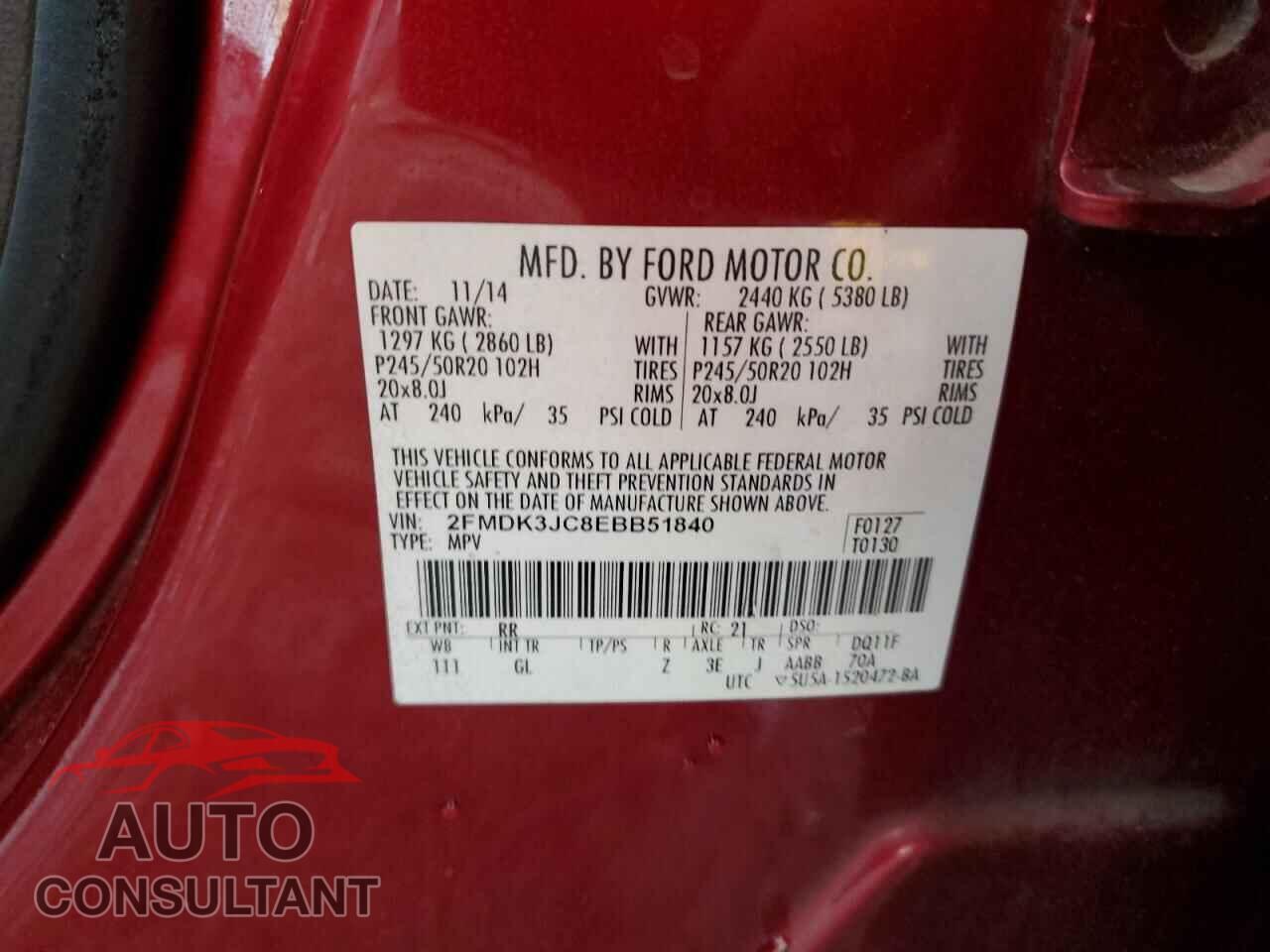 FORD EDGE 2014 - 2FMDK3JC8EBB51840