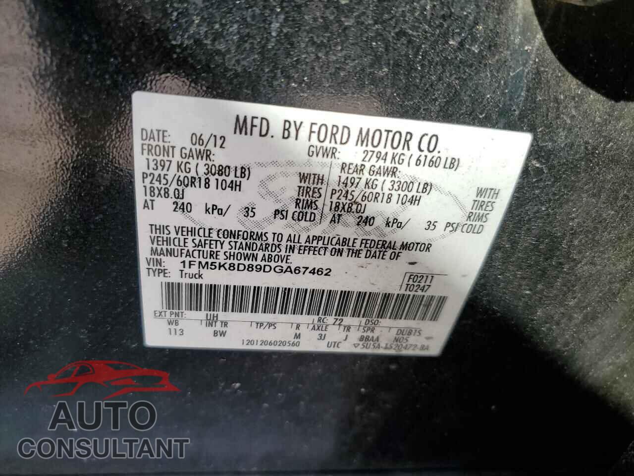 FORD EXPLORER 2013 - 1FM5K8D89DGA67462