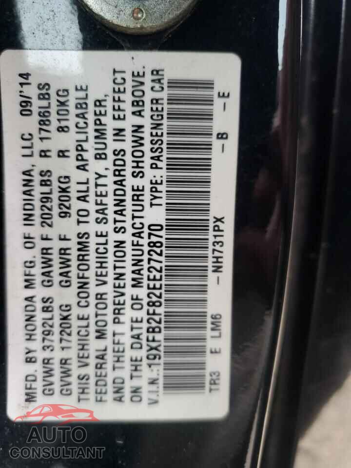HONDA CIVIC 2014 - 19XFB2F82EE272870