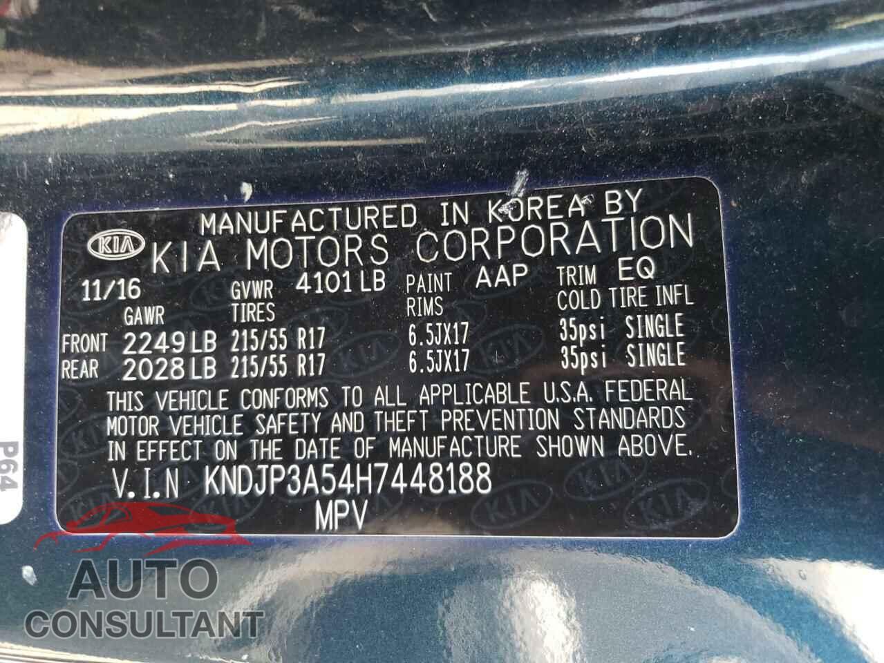 KIA SOUL 2017 - KNDJP3A54H7448188