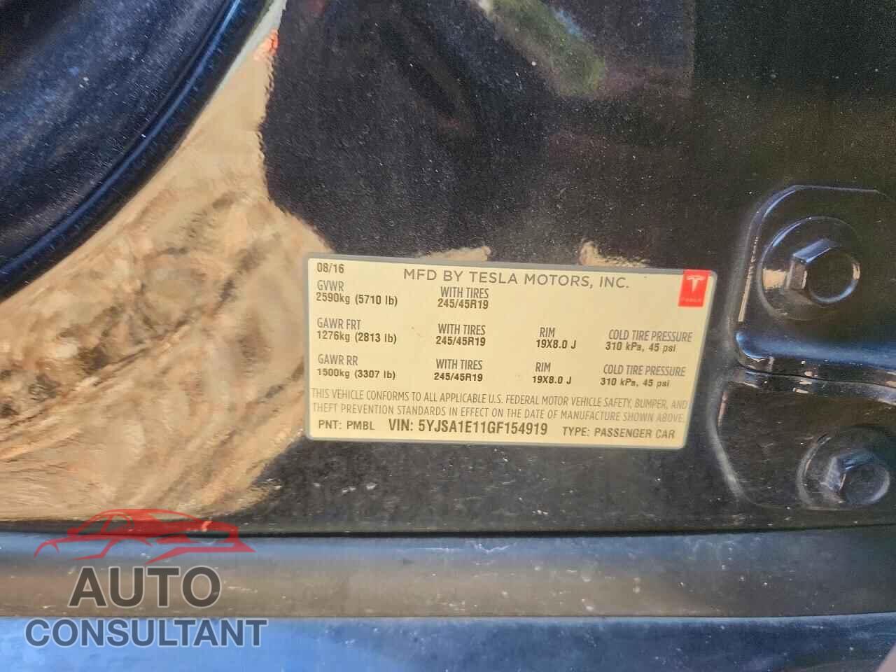 TESLA MODEL S 2016 - 5YJSA1E11GF154919