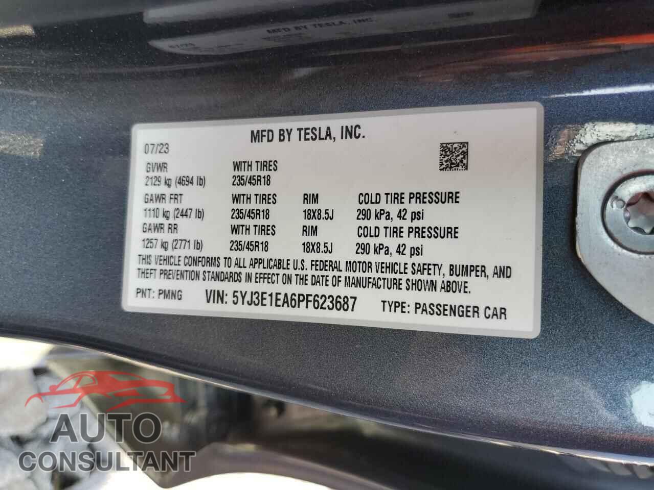 TESLA MODEL 3 2023 - 5YJ3E1EA6PF623687