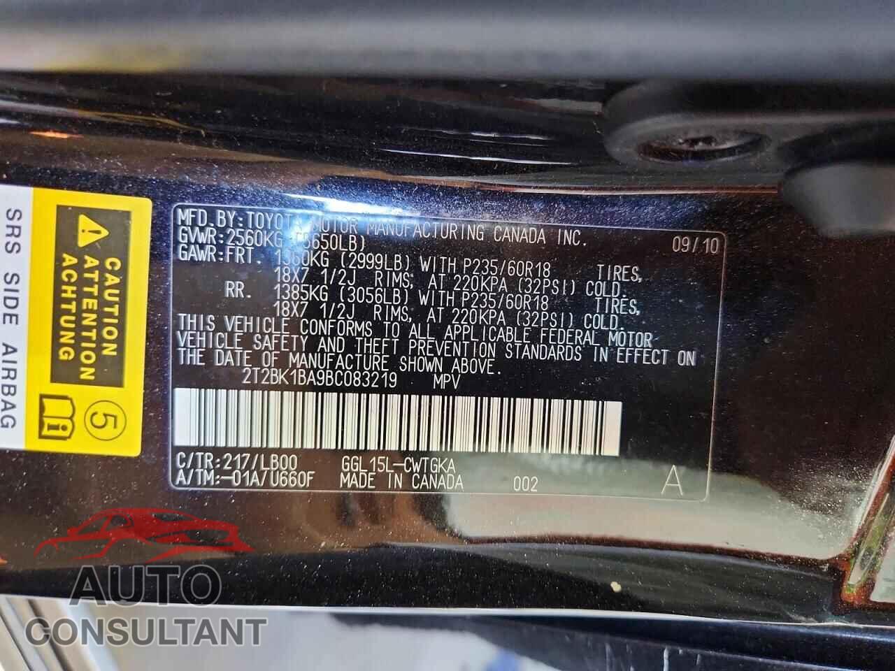 LEXUS RX350 2011 - 2T2BK1BA9BC083219