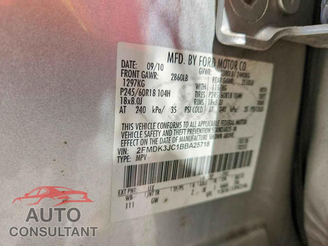 FORD EDGE 2011 - 2FMDK3JC1BBA25718