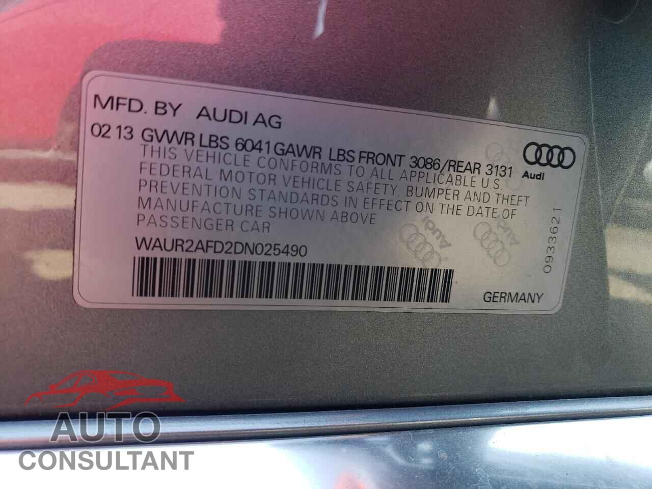 AUDI A8 2013 - WAUR2AFD2DN025490
