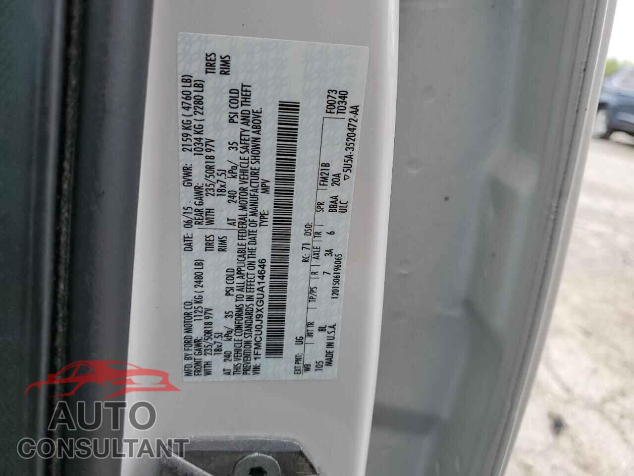 FORD ESCAPE 2016 - 1FMCU0J9XGUA14646
