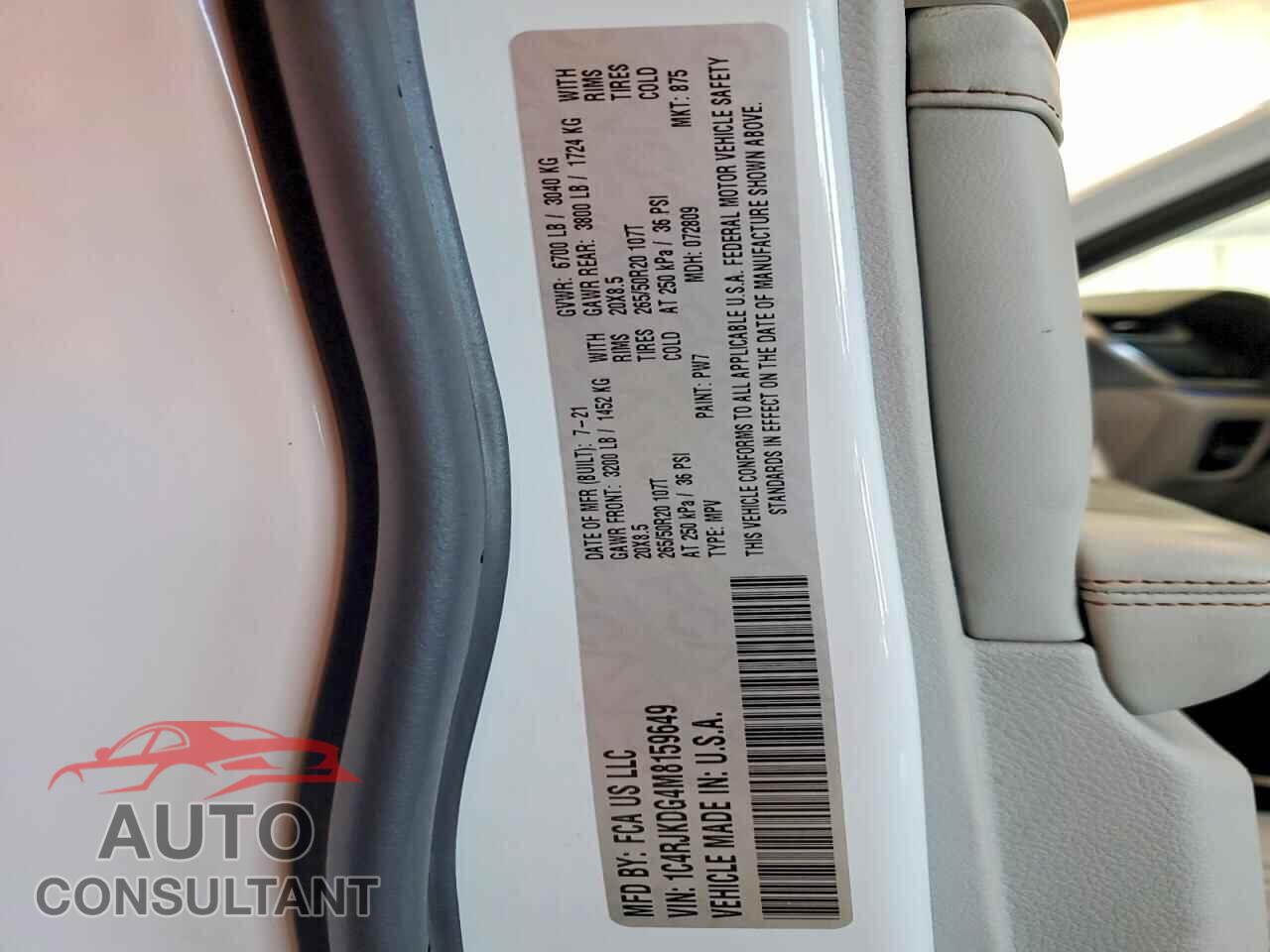 JEEP CHEROKEE 2021 - 1C4RJKDG4M8159649