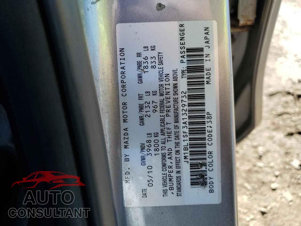 MAZDA 3 2010 - JM1BL1SF3A1329732