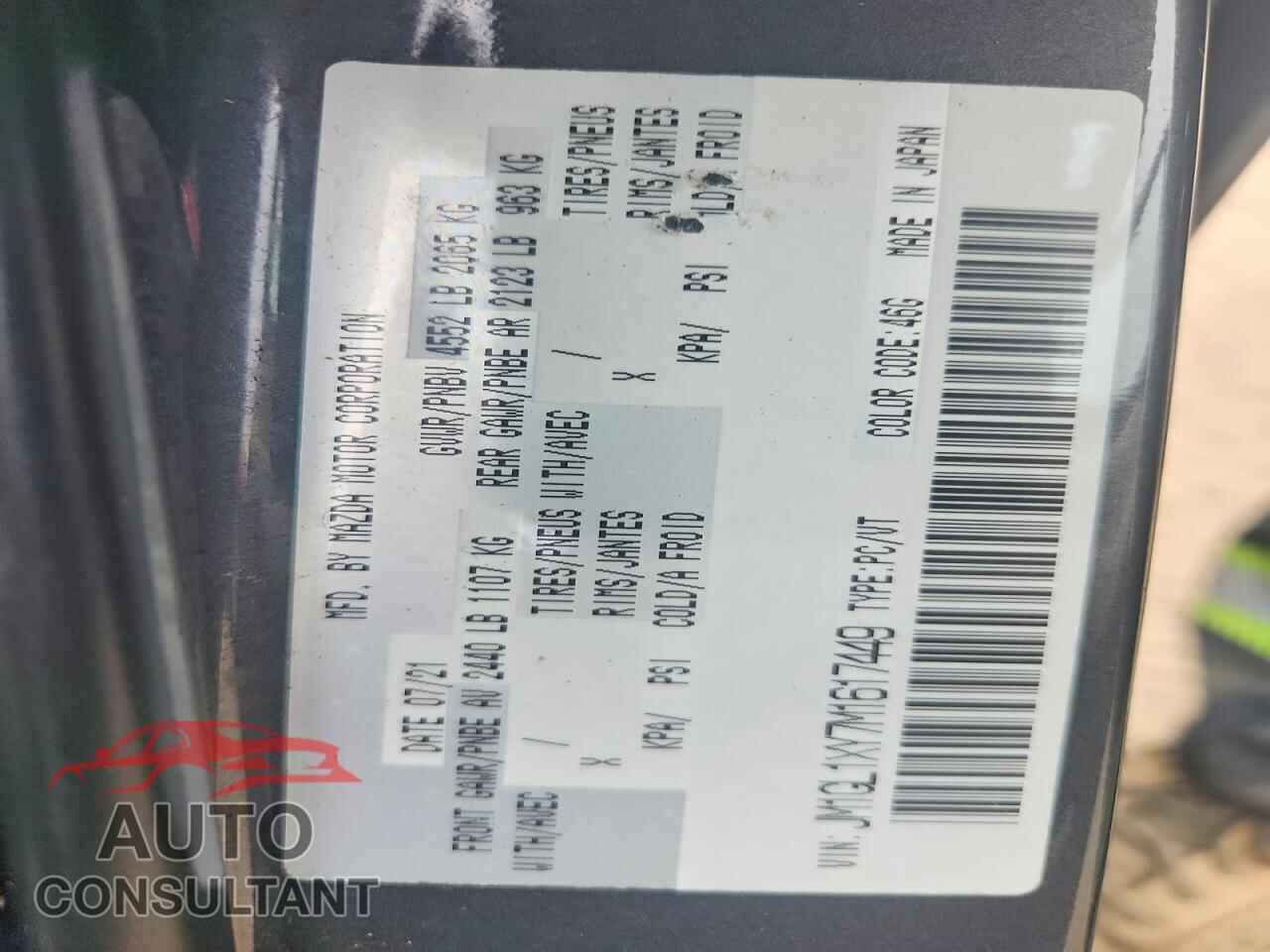 MAZDA 6 2021 - JM1GL1XY7M1617449