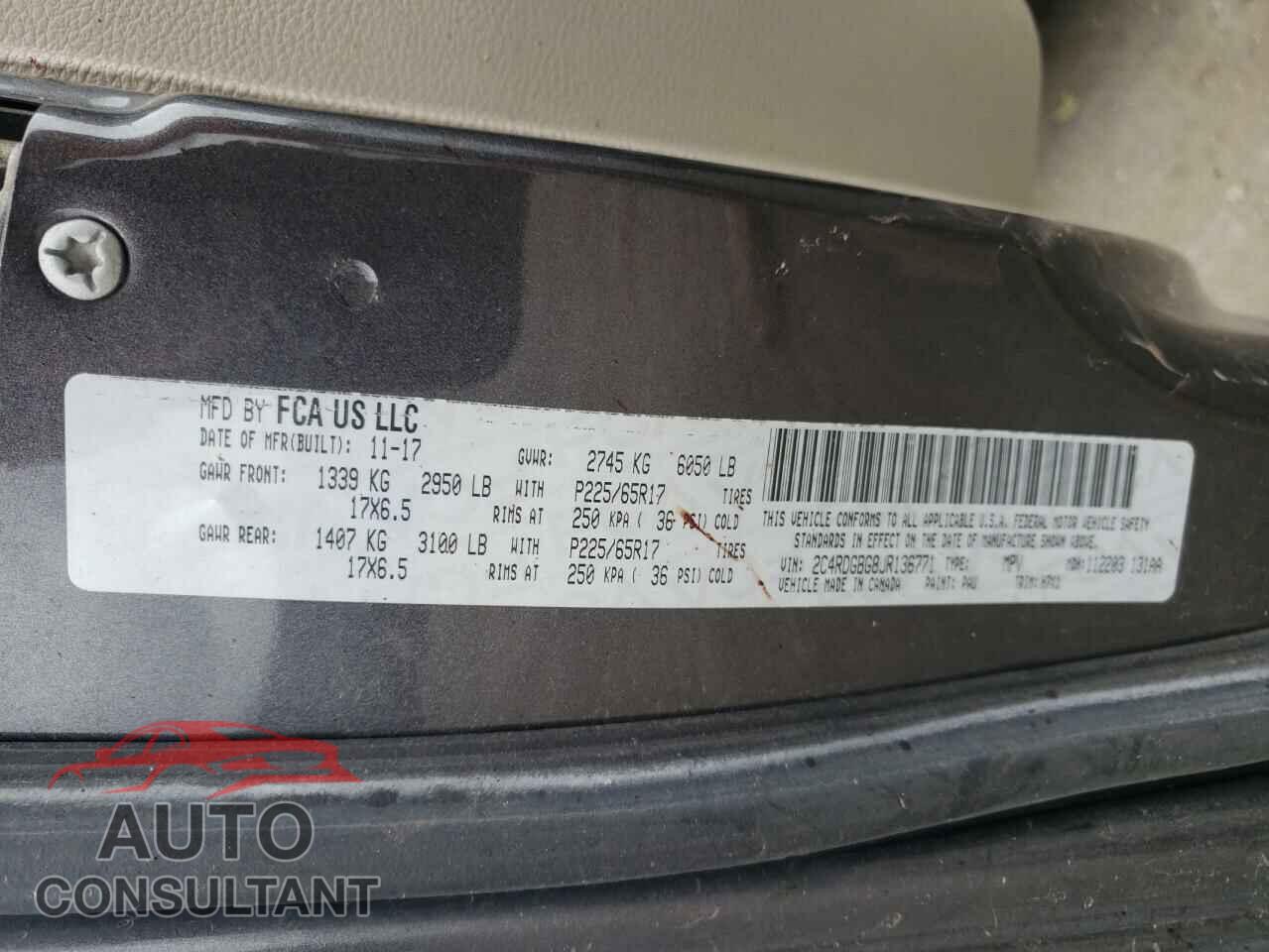 DODGE CARAVAN 2018 - 2C4RDGBG8JR136771