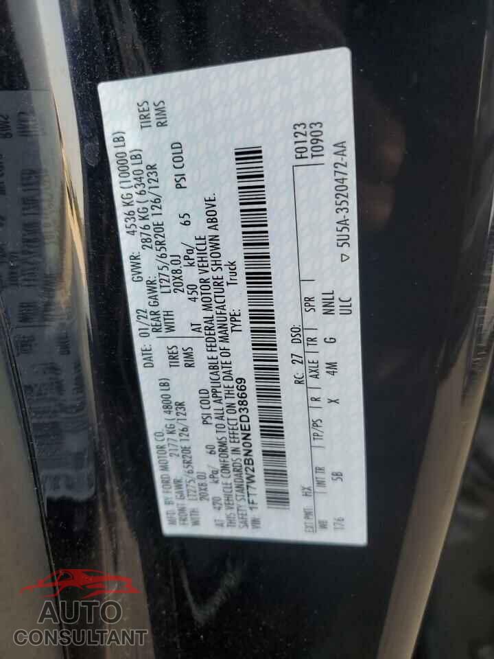 FORD F250 2022 - 1FT7W2BN0NED38669