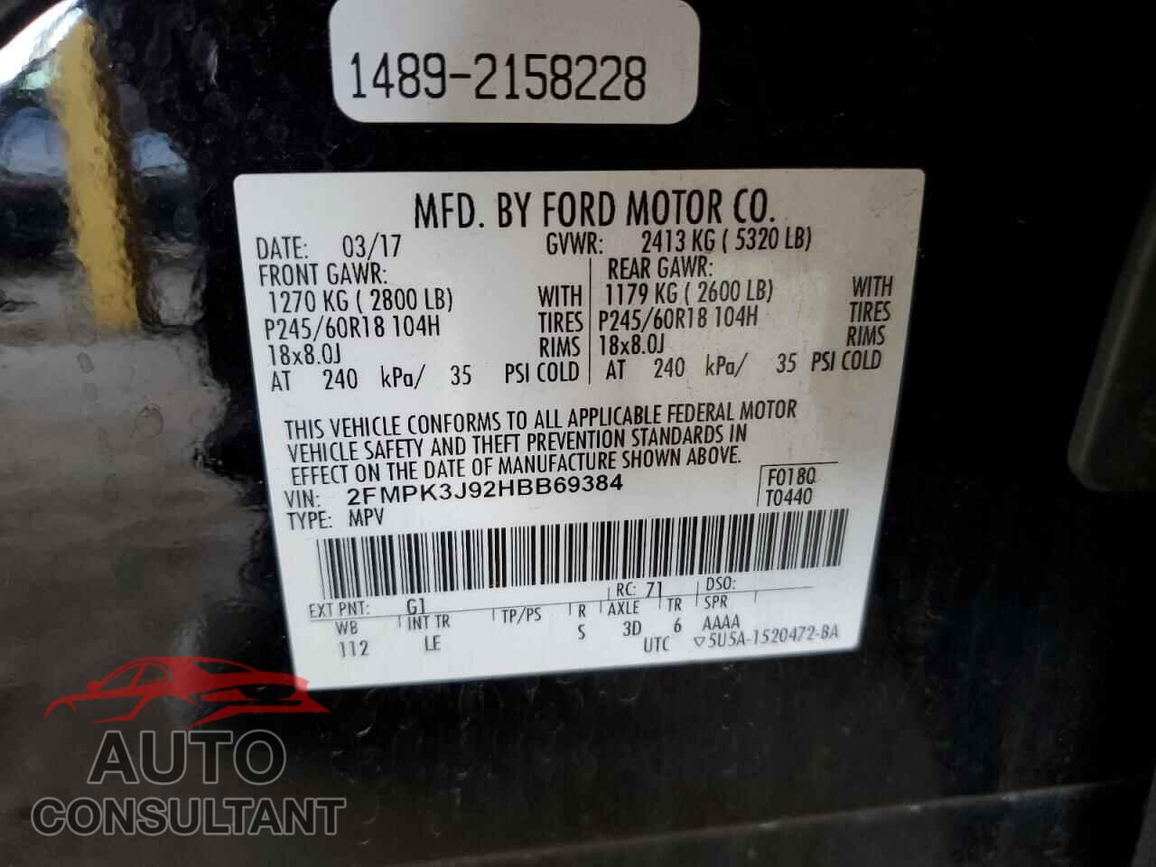 FORD EDGE 2017 - 2FMPK3J92HBB69384