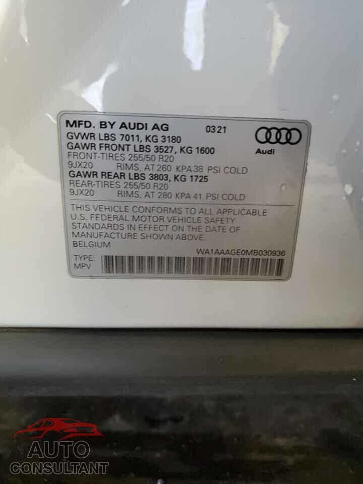 AUDI E-TRON 2021 - WA1AAAGE0MB030936