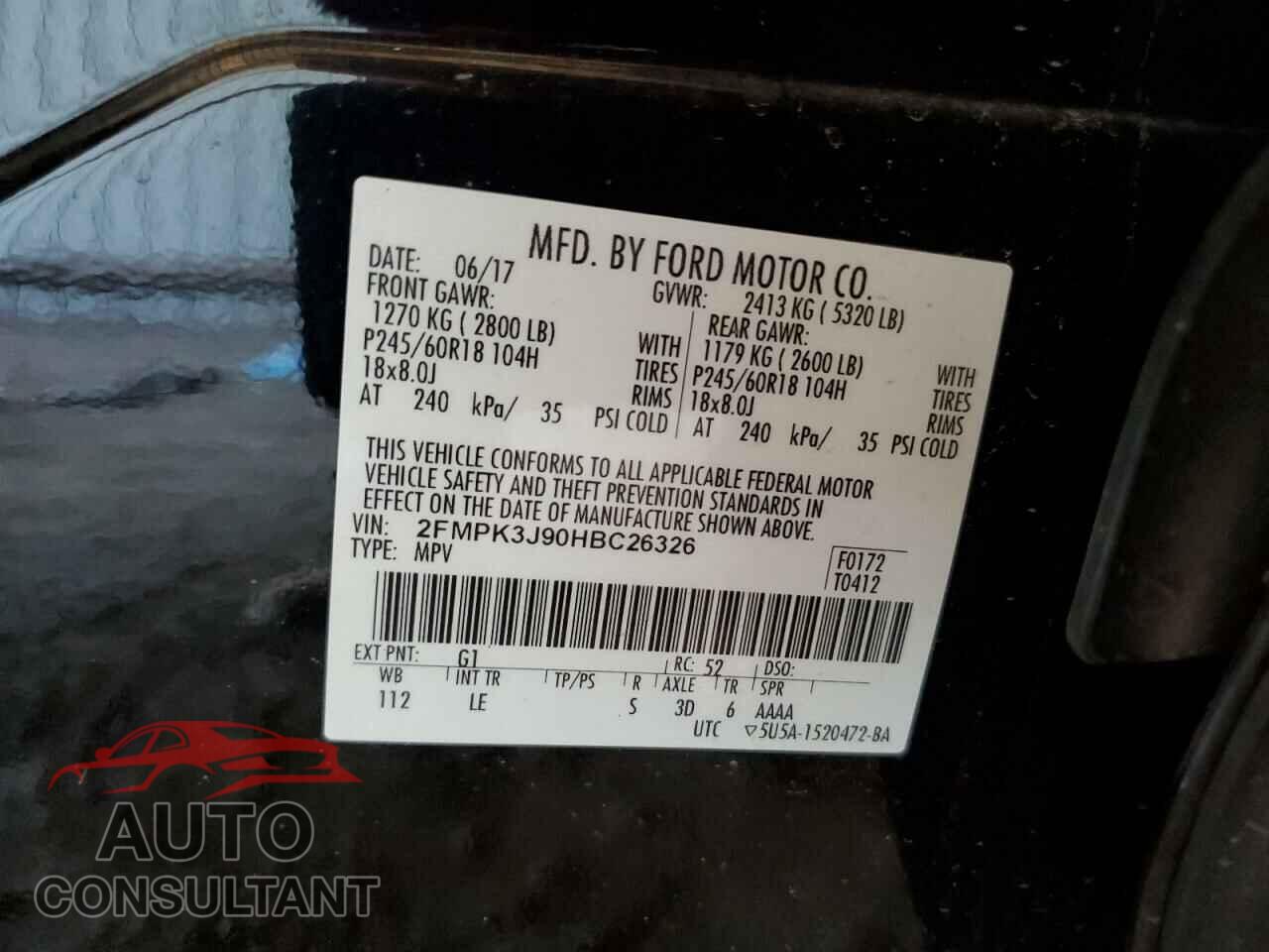 FORD EDGE 2017 - 2FMPK3J90HBC26326