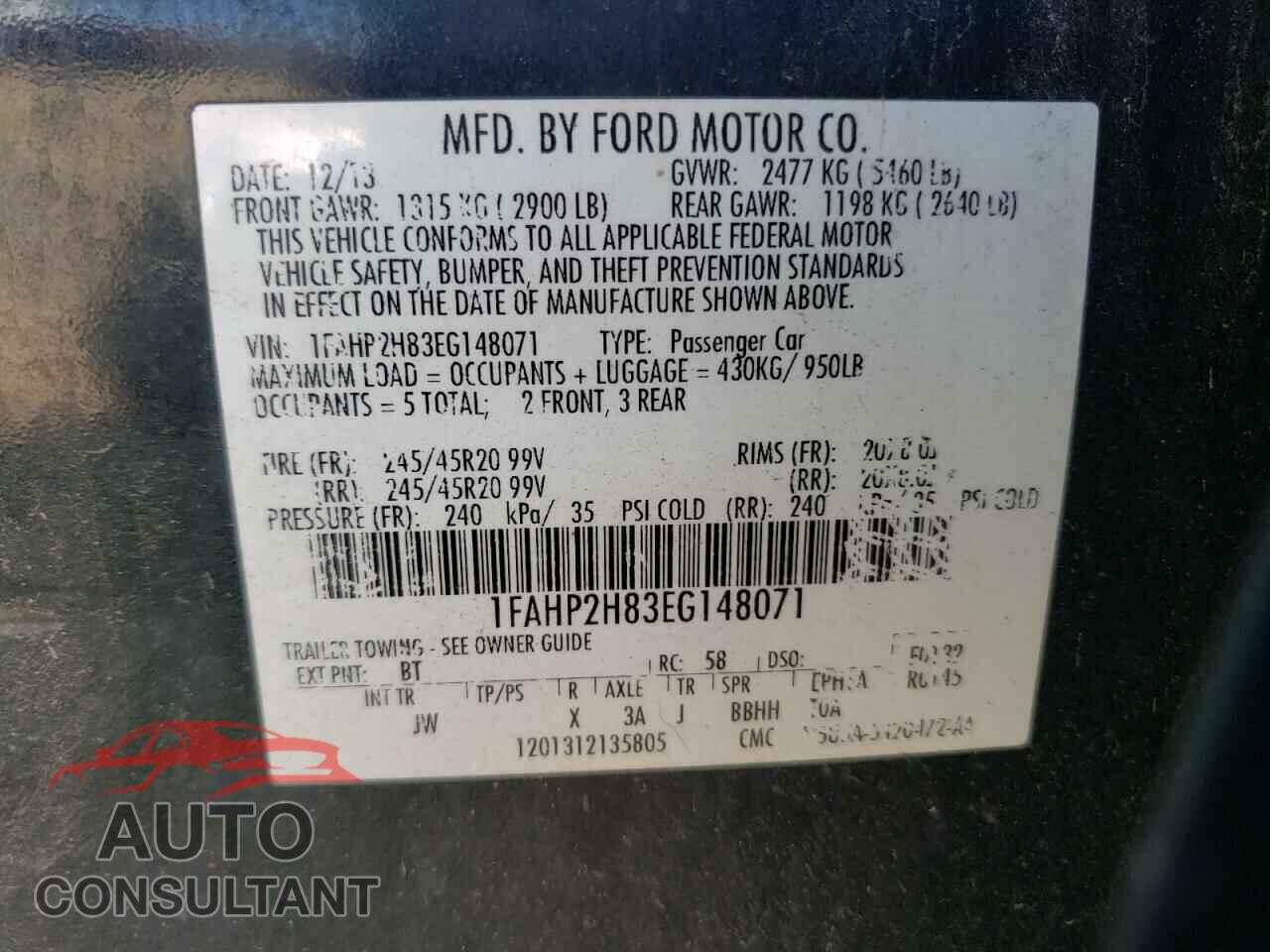 FORD TAURUS 2014 - 1FAHP2H83EG148071