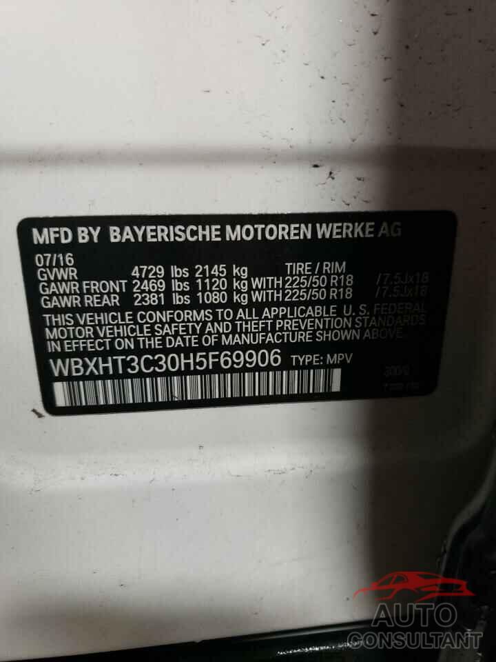 BMW X1 2017 - WBXHT3C30H5F69906