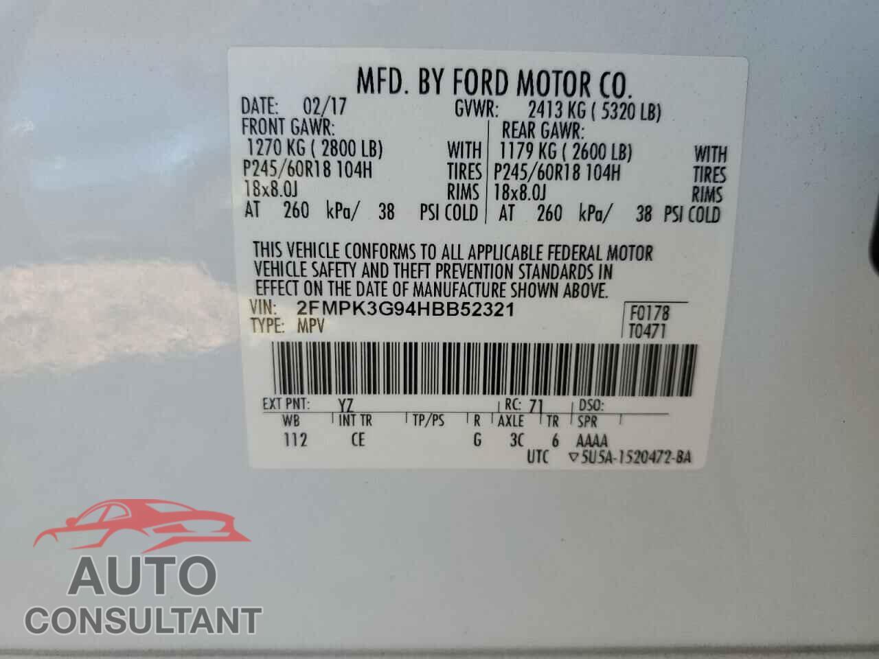 FORD EDGE 2017 - 2FMPK3G94HBB52321