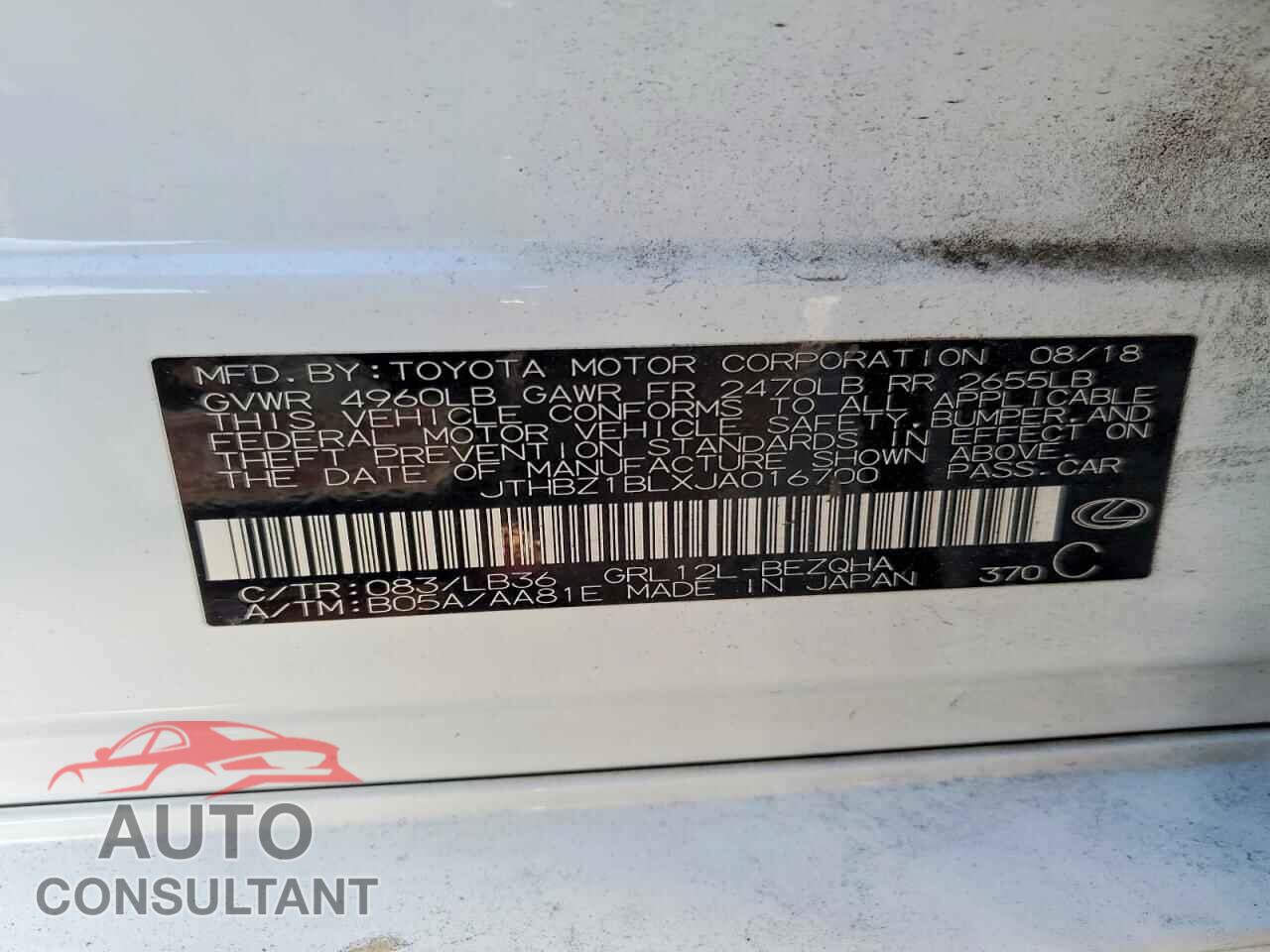 LEXUS GS350 2018 - JTHBZ1BLXJA016700