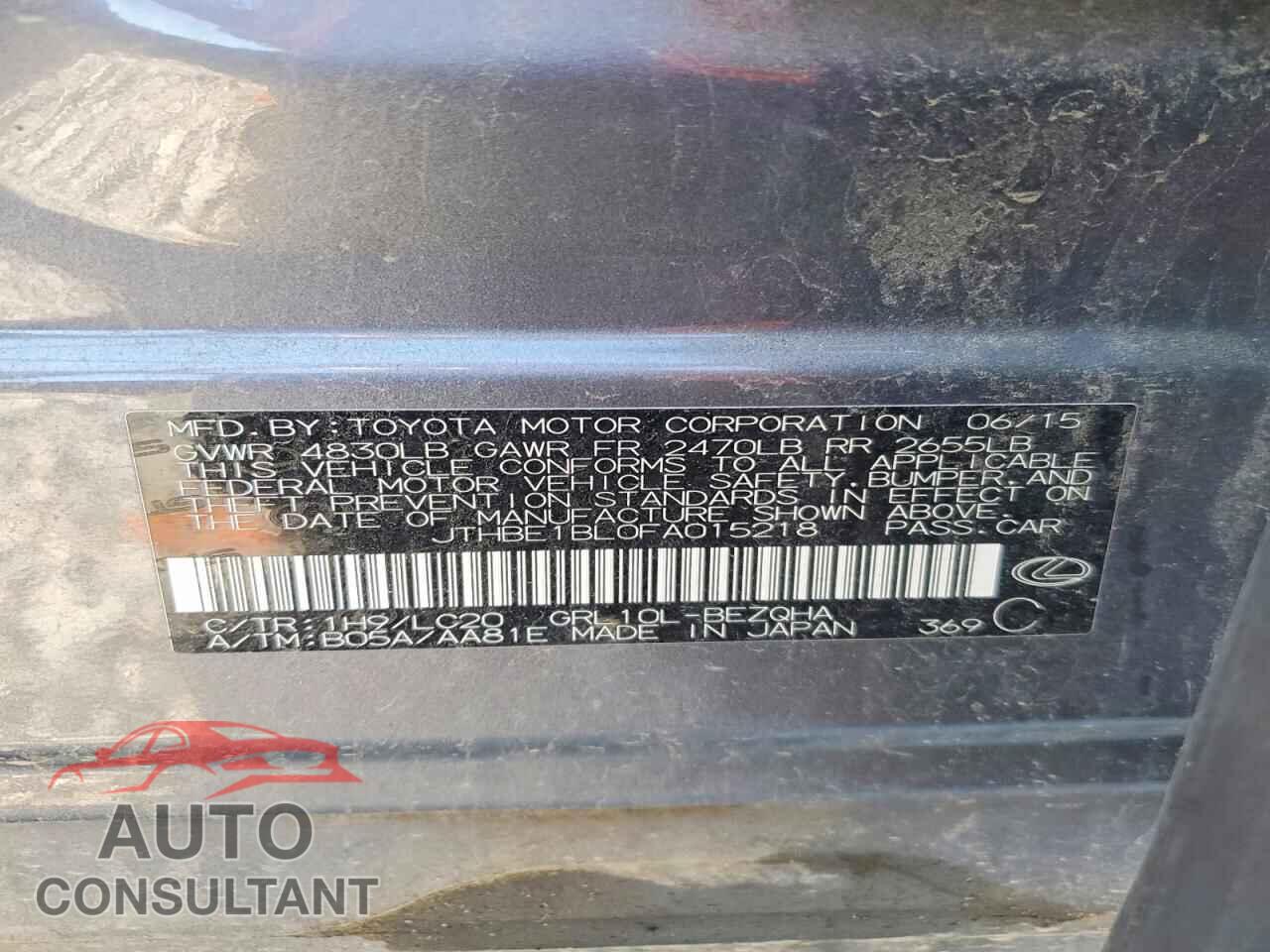 LEXUS GS350 2015 - JTHBE1BL0FA015218