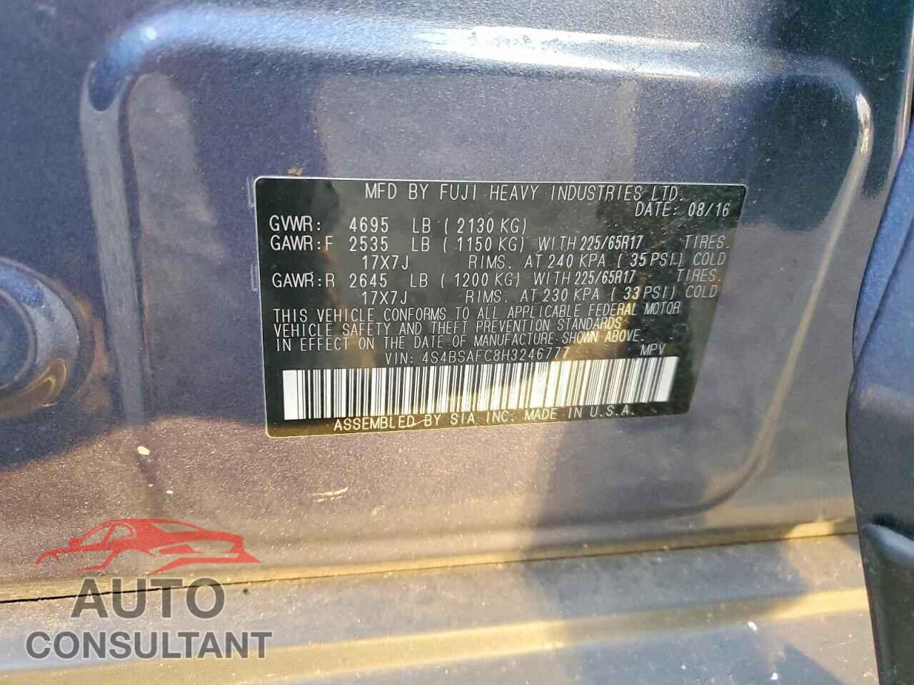 SUBARU OUTBACK 2017 - 4S4BSAFC8H3246777