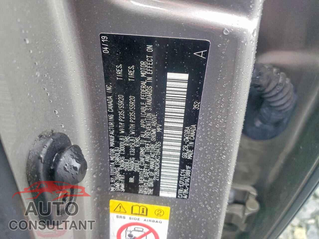 LEXUS RX 350 2019 - 2T2BZMCA5KC194765