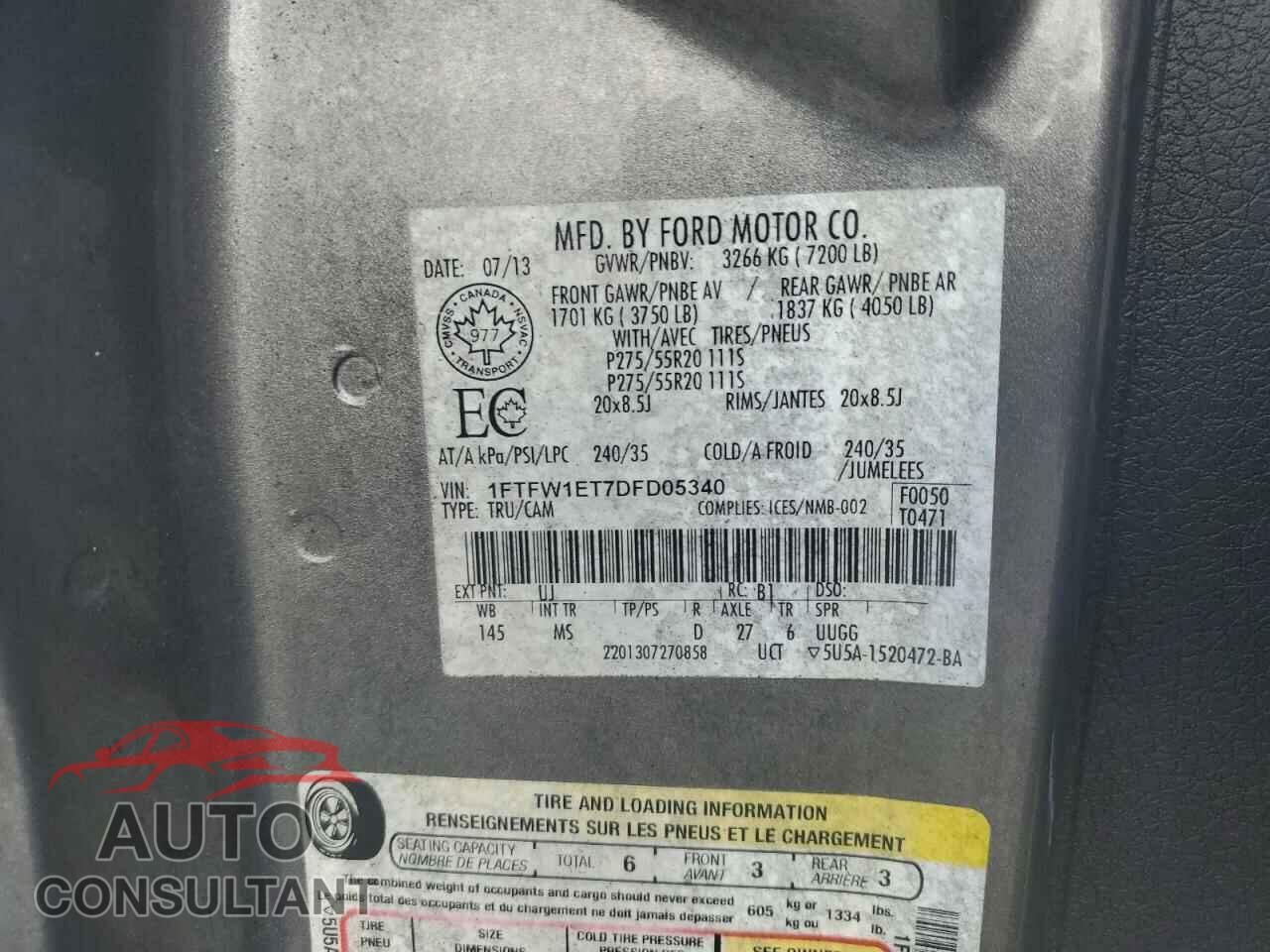 FORD F-150 2013 - 1FTFW1ET7DFD05340
