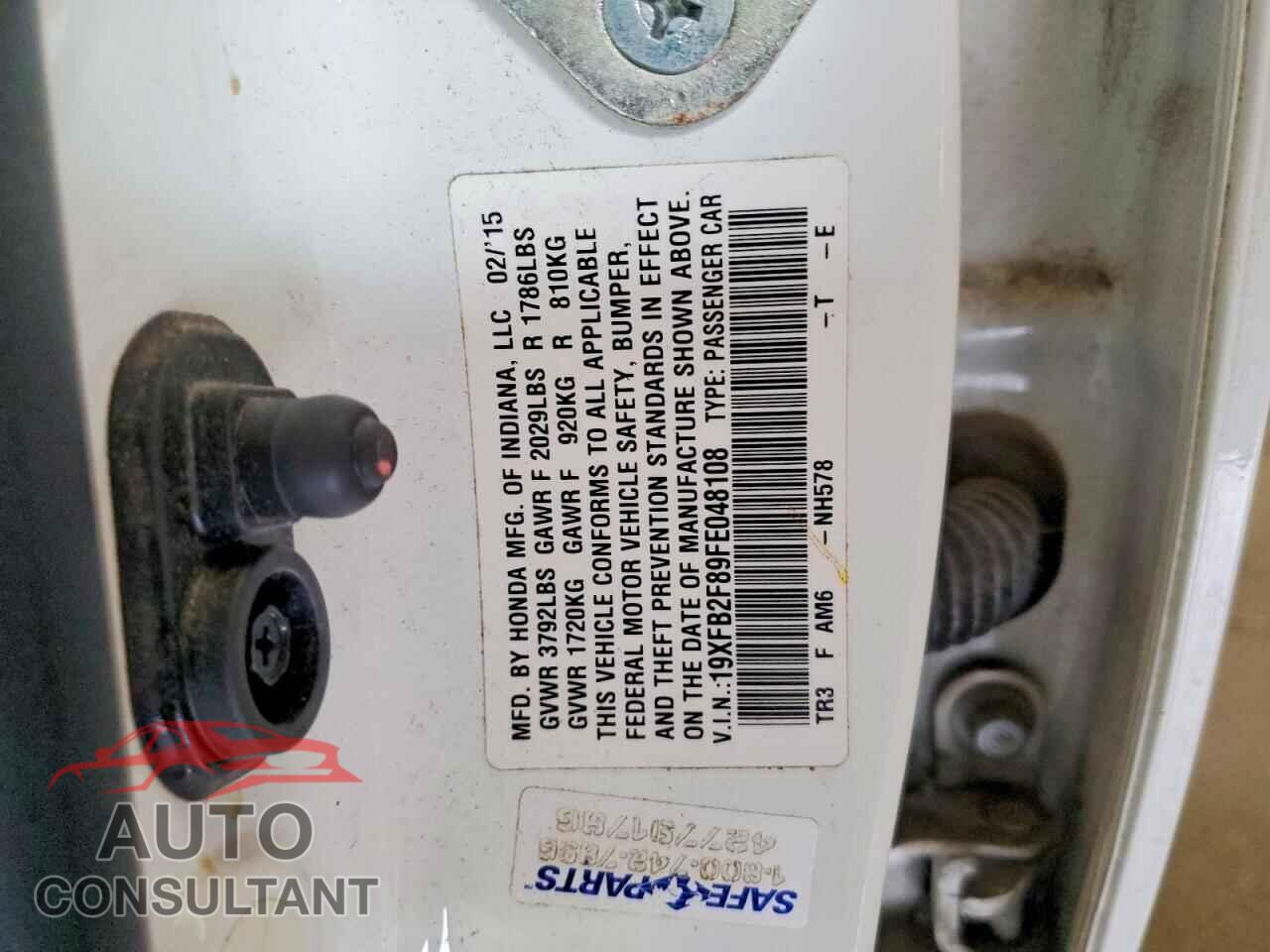 HONDA CIVIC 2015 - 19XFB2F89FE048108