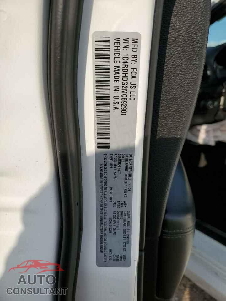 DODGE DURANGO 2021 - 1C4RDHDG2MC692901