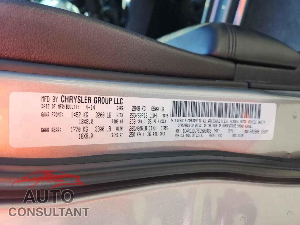 DODGE DURANGO 2014 - 1C4RDJDG7EC502468