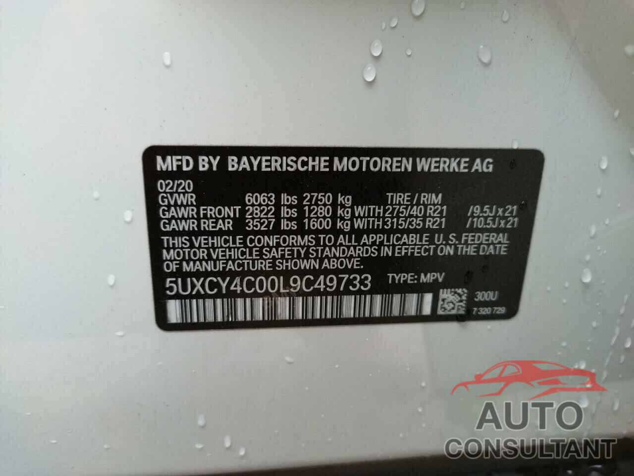 BMW X6 2020 - 5UXCY4C00L9C49733