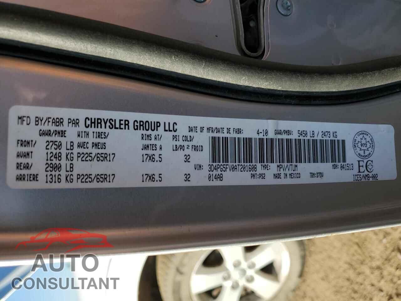 DODGE JOURNEY 2010 - 3D4PG5FV0AT201608