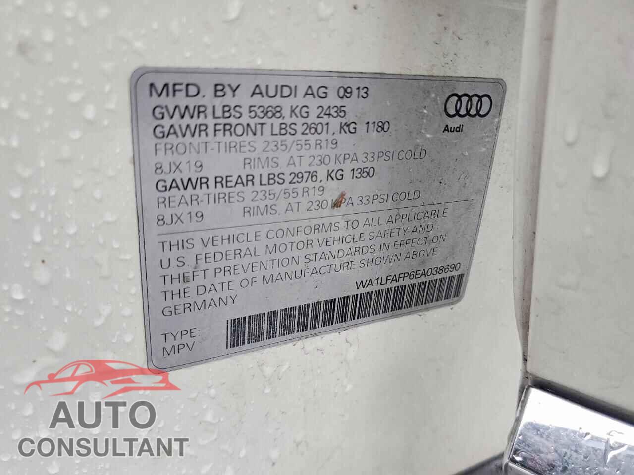 AUDI Q5 2014 - WA1LFAFP6EA038690