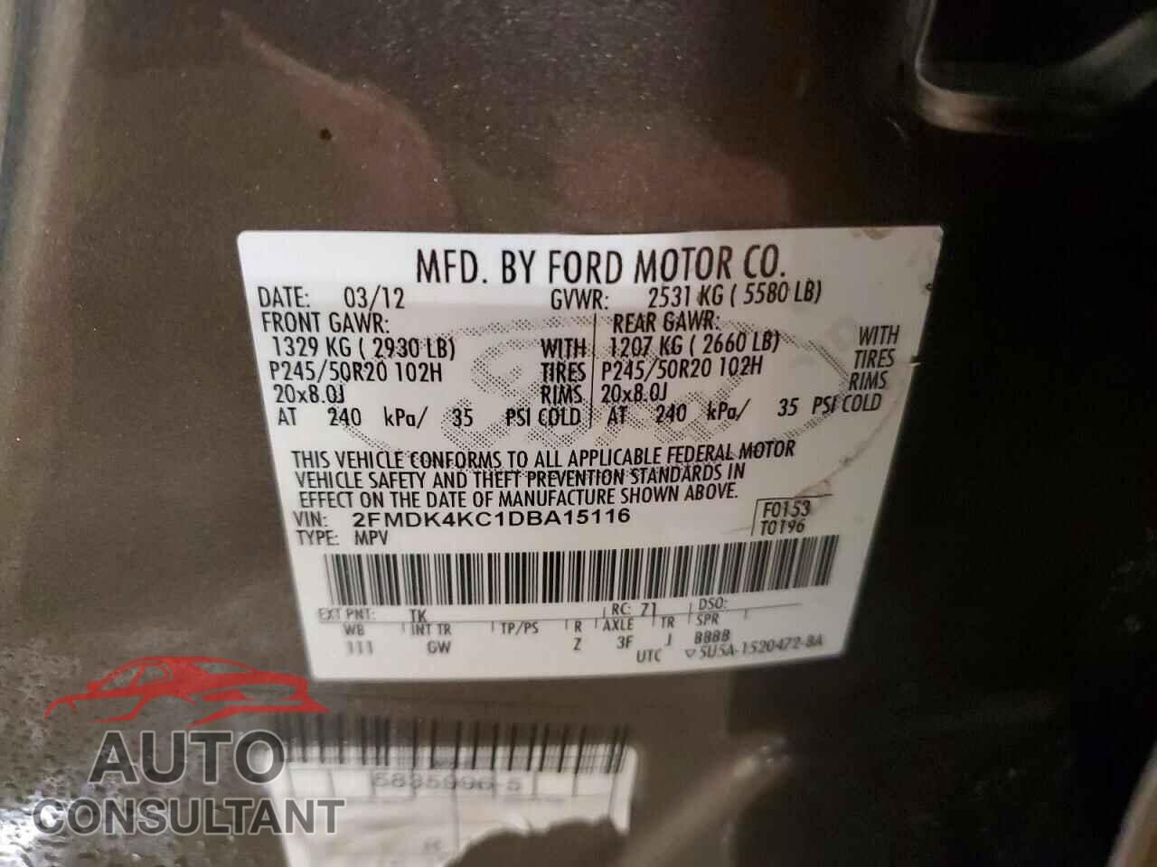 FORD EDGE 2013 - 2FMDK4KC1DBA1511X